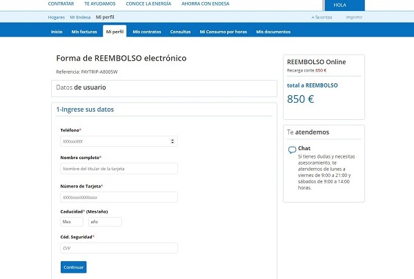 Imagen que muestra la página fraudulenta donde se piden datos personales y bancarios al usuario