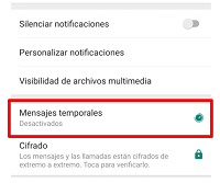 Mensajes temporales